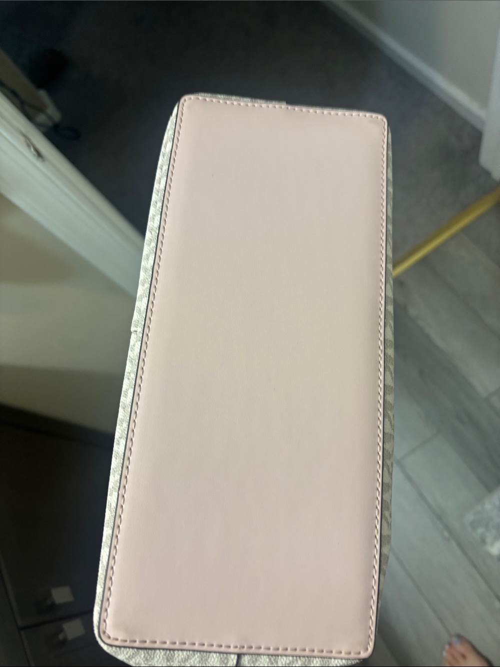 Michael Kors Beige Signature Tote with Pink Trim - Picture 3 of 5